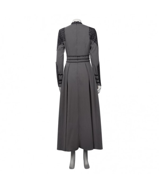 Women Medieval Fnatasy Grey Long Dress Maid Halloween Costume