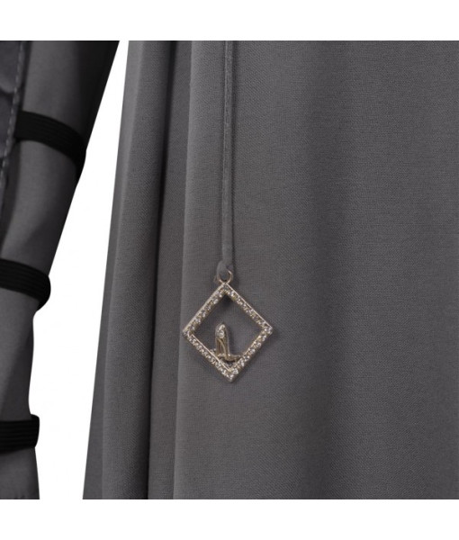 Women Medieval Fnatasy Grey Long Dress Maid Halloween Costume
