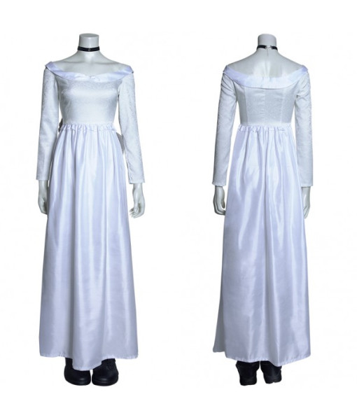 Women White Long Dress Outfit Horror Killer Bride Halloween Carnival Suit Costume