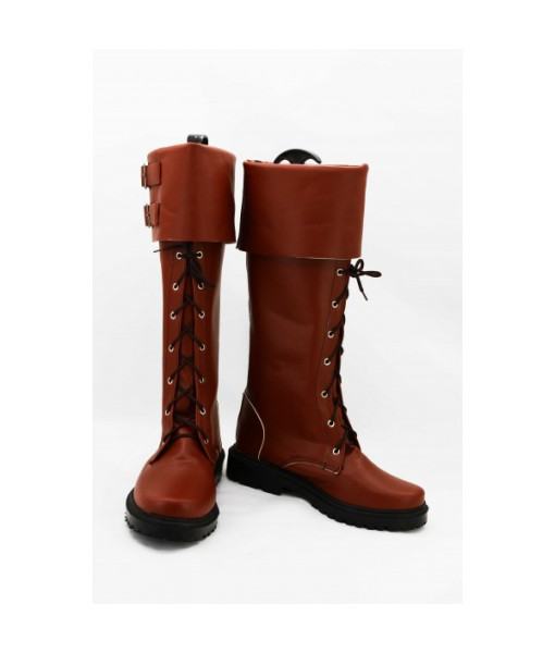 Men Dark Red Long Boots Shoes Halloween Costume Accessories