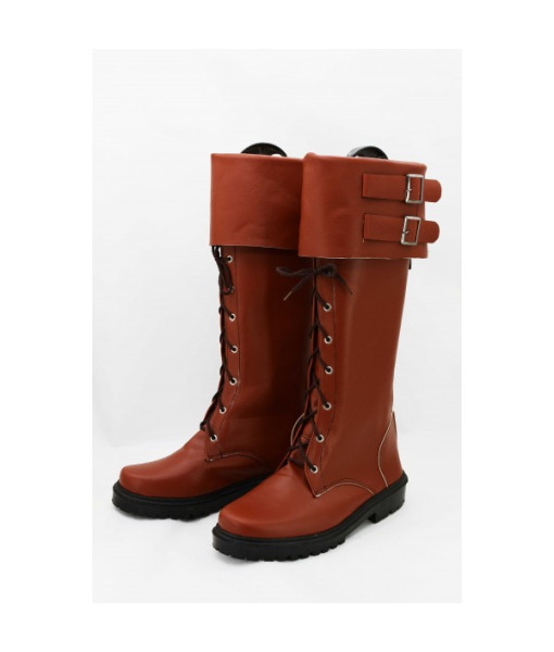 Men Dark Red Long Boots Shoes Halloween Costume Accessories