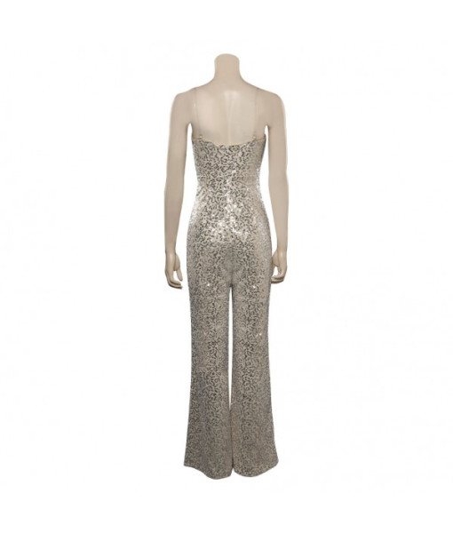 1980s Disco Gillter Flared Jumpsuit Women Halloween Costume