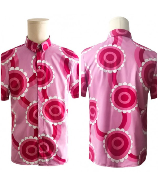 Men Pink Pattern Beach Shirt Hawaii Style Summer Outfit