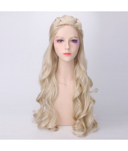 Women Medieval Fantasy Maid Golden Wig Halloween Costume Accessories