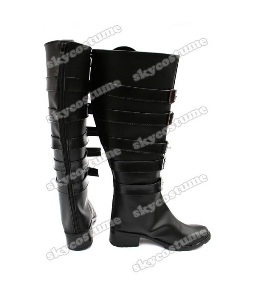 Women Black Leather Gothic Boots Halloween Costume Accessories