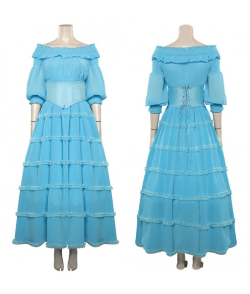 Women Fantasy Blue Dress Maid Role Play Halloween Costume