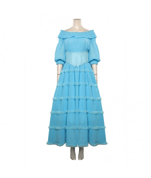 Women Fantasy Blue Dress Maid Role Play Halloween Costume