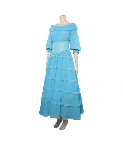 Women Fantasy Blue Dress Maid Role Play Halloween Costume