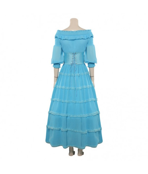 Women Fantasy Blue Dress Maid Role Play Halloween Costume