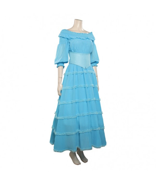Women Fantasy Blue Dress Maid Role Play Halloween Costume