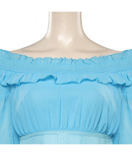 Women Fantasy Blue Dress Maid Role Play Halloween Costume