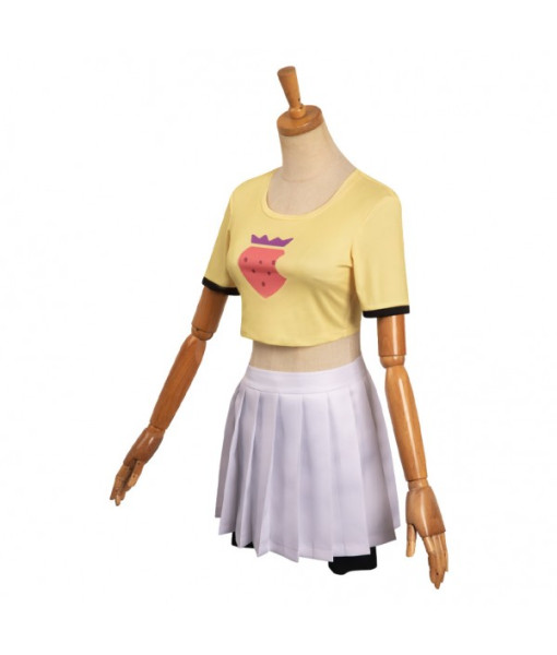 Women Yellow T-shirt White Skirt Sportwear Casual Outfit