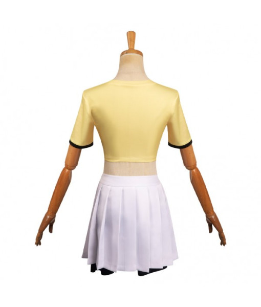 Women Yellow T-shirt White Skirt Sportwear Casual Outfit