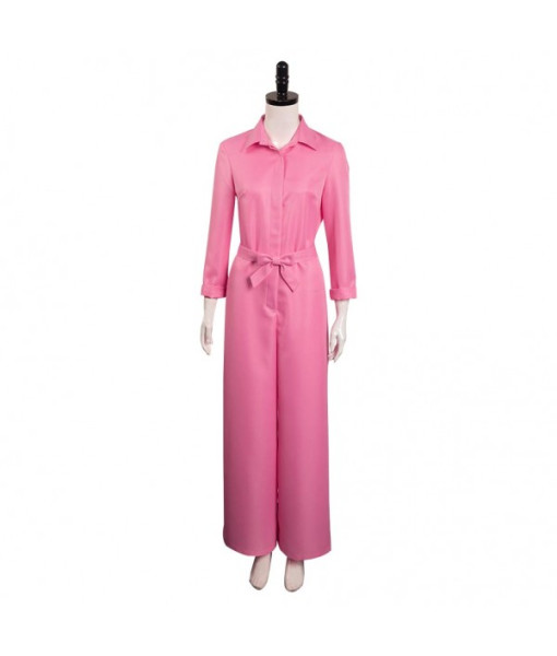 Women 80s Vintage Pink Jumpsuit Worker Halloween Costume