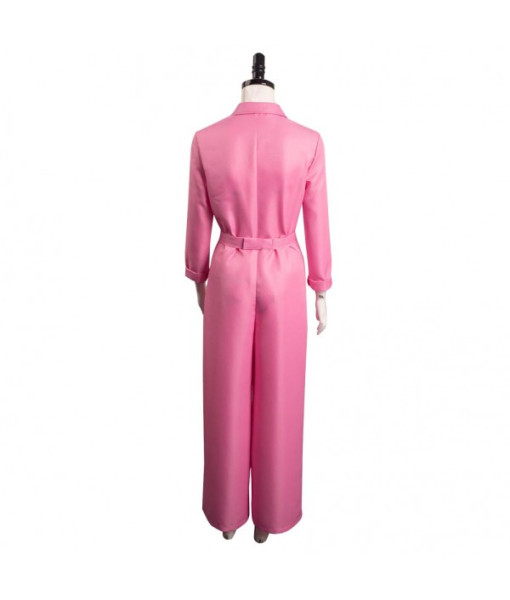 Women 80s Vintage Pink Jumpsuit Worker Halloween Costume