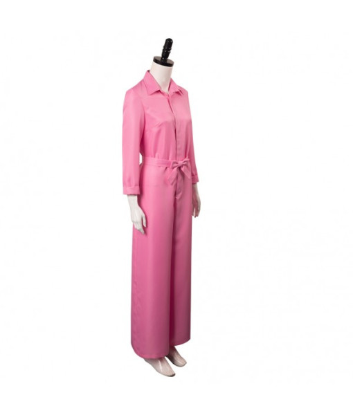 Women 80s Vintage Pink Jumpsuit Worker Halloween Costume