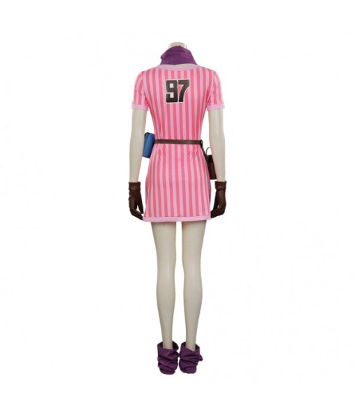 Women Pink Strip Outfit Sportwear Halloween Costume 