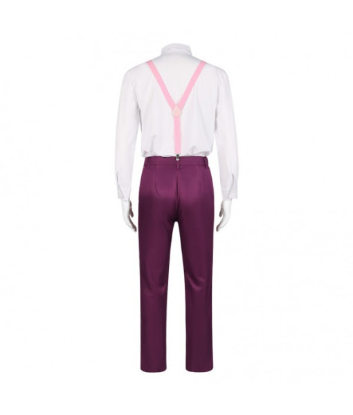 Men 18th Century Gentlemen Pink Bow Overalls Suit Halloween Costume