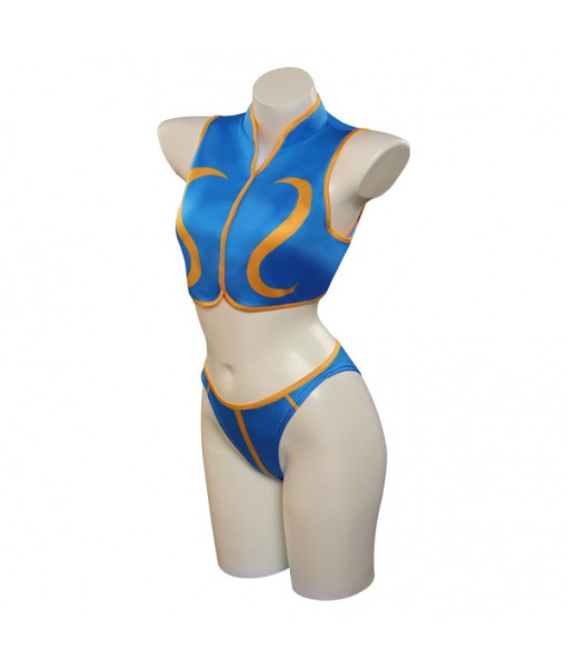 Women Blue Sexy Sleeveless Swimsuit Halloween Costume