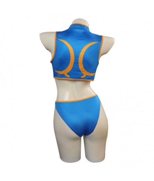 Women Blue Sexy Sleeveless Swimsuit Halloween Costume
