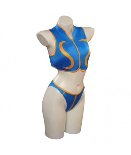 Women Blue Sexy Sleeveless Swimsuit Halloween Costume