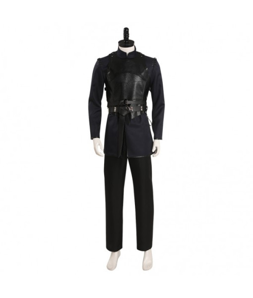 Men Medieval Fantasy Black Combat Uniform Knight Halloween Costume
