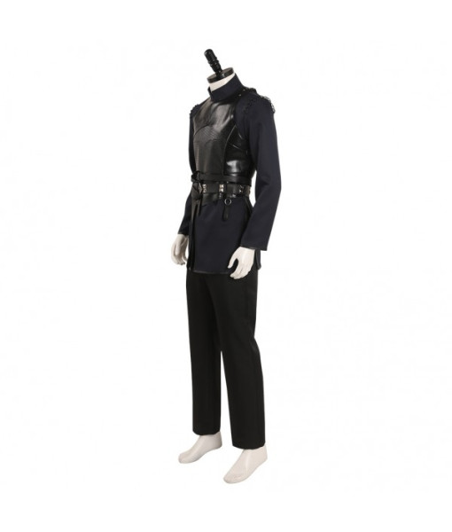 Men Medieval Fantasy Black Combat Uniform Knight Halloween Costume