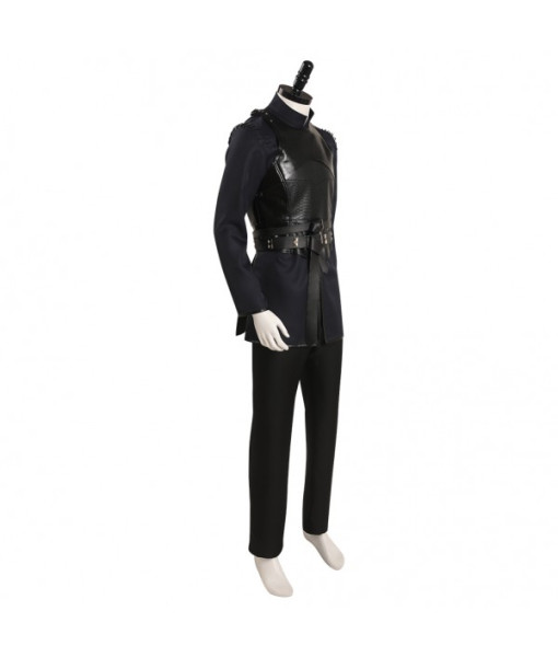 Men Medieval Fantasy Black Combat Uniform Knight Halloween Costume
