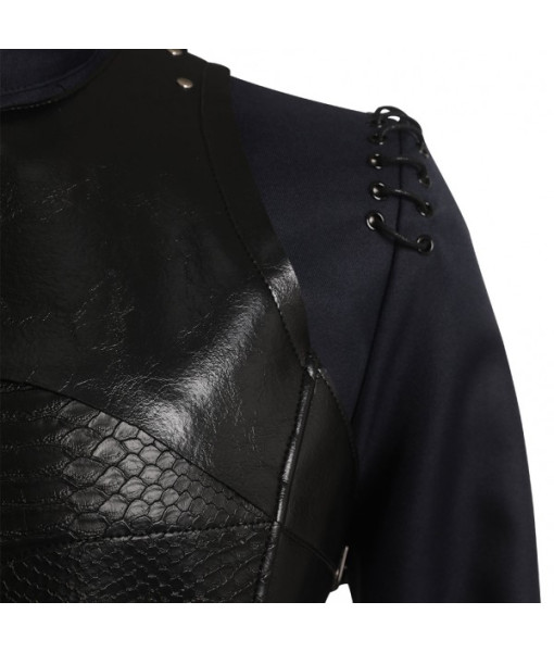 Men Medieval Fantasy Black Combat Uniform Knight Halloween Costume