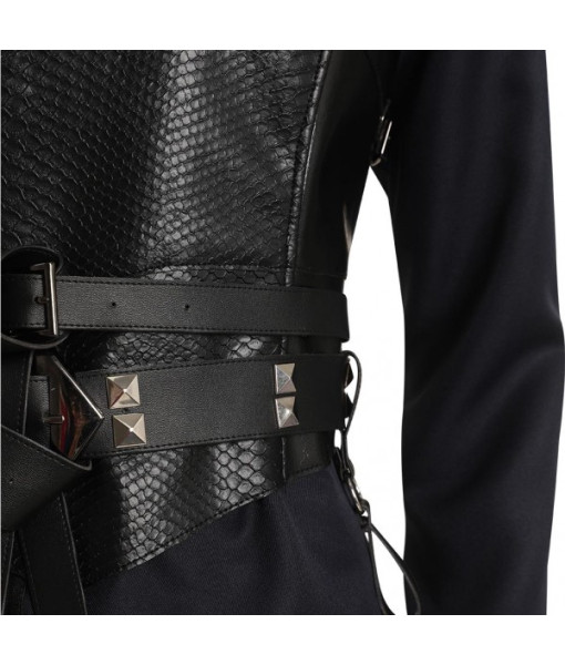 Men Medieval Fantasy Black Combat Uniform Knight Halloween Costume