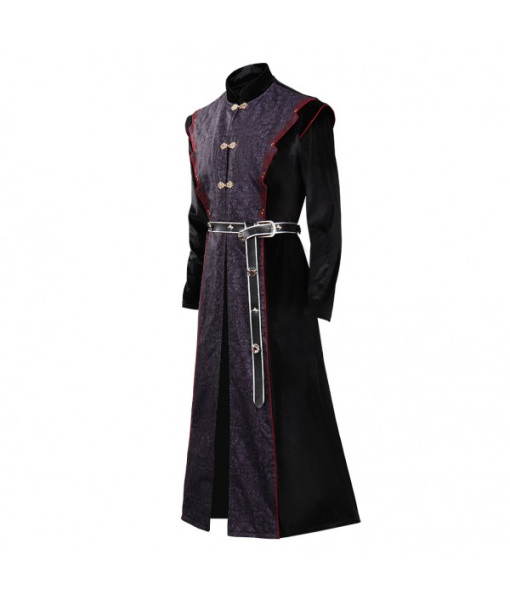 Men Medieval Fantasy Red Line Outfit Dark Suit Prince Halloween Costume