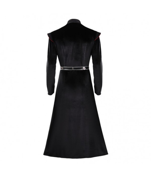 Men Medieval Fantasy Red Line Outfit Dark Suit Prince Halloween Costume