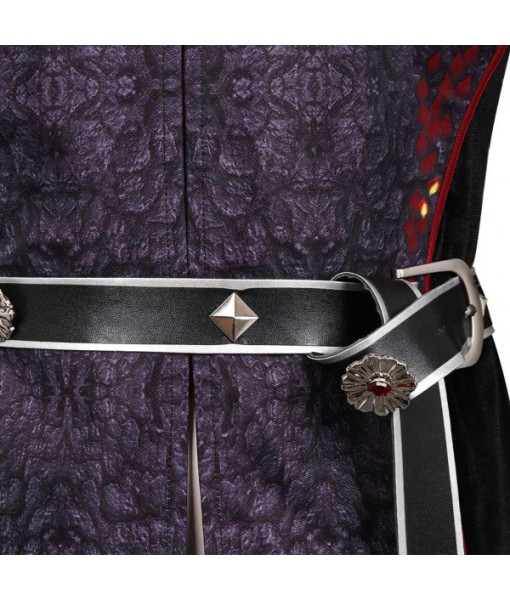 Men Medieval Fantasy Red Line Outfit Dark Suit Prince Halloween Costume