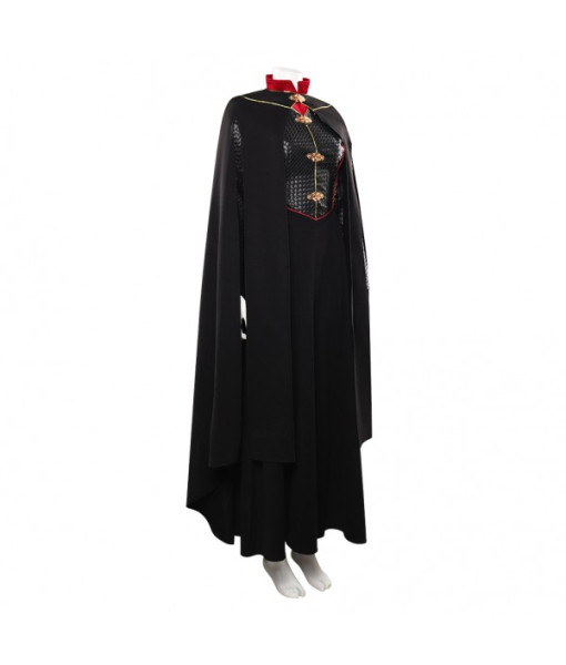 Women Medieval Fantasy Black Leather Outfit Queen Halloween Costume