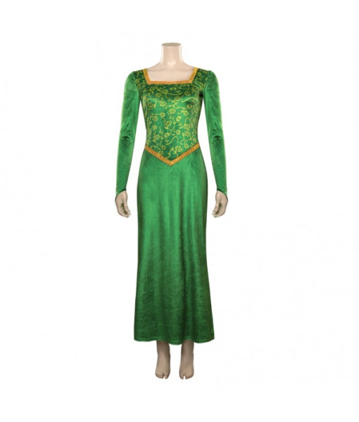 Women Medieval Green Long Dress Royal Prince Fiona Fairy Tail Fantasy Halloween Costume
