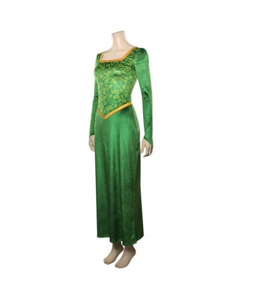 Women Medieval Green Long Dress Royal Prince Fiona Fairy Tail Fantasy Halloween Costume