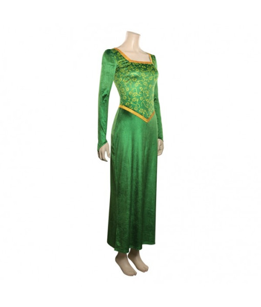 Women Medieval Green Long Dress Royal Prince Fiona Fairy Tail Fantasy Halloween Costume