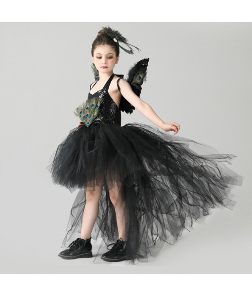 Girl Puffy Dress Peacock Halloween Cosplay Costume
