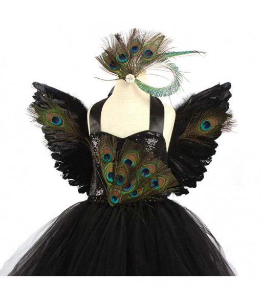 Girl Puffy Dress Peacock Halloween Cosplay Costume
