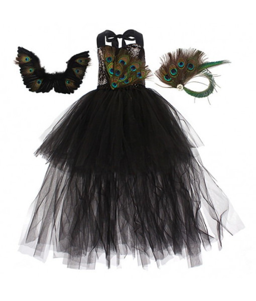 Girl Puffy Dress Peacock Halloween Cosplay Costume