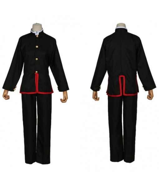 Men Black Uniform Red Cape Halloween Costume