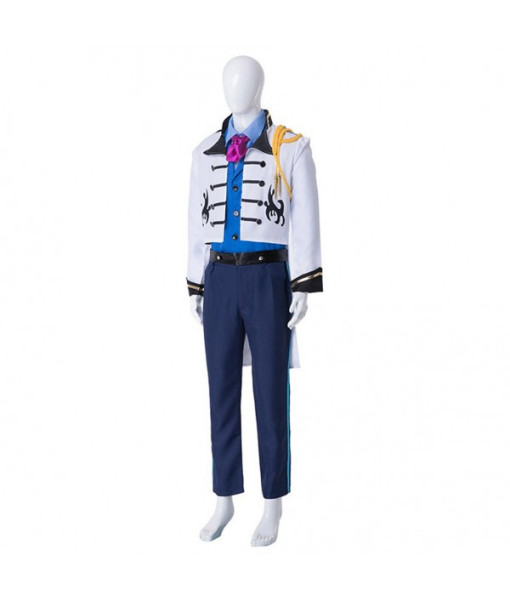 Men Fantasy Blue Vest White Suit Prince Halloween Costume