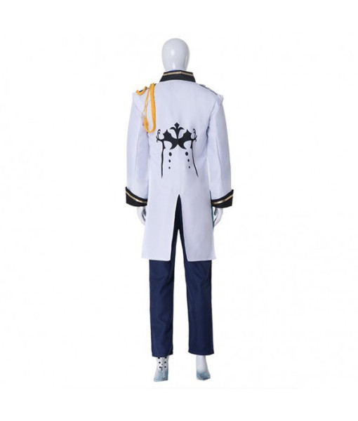 Men Fantasy Blue Vest White Suit Prince Halloween Costume