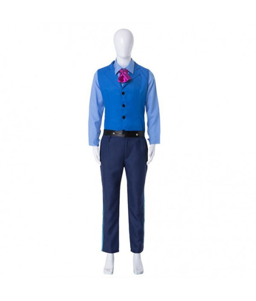 Men Fantasy Blue Vest White Suit Prince Halloween Costume