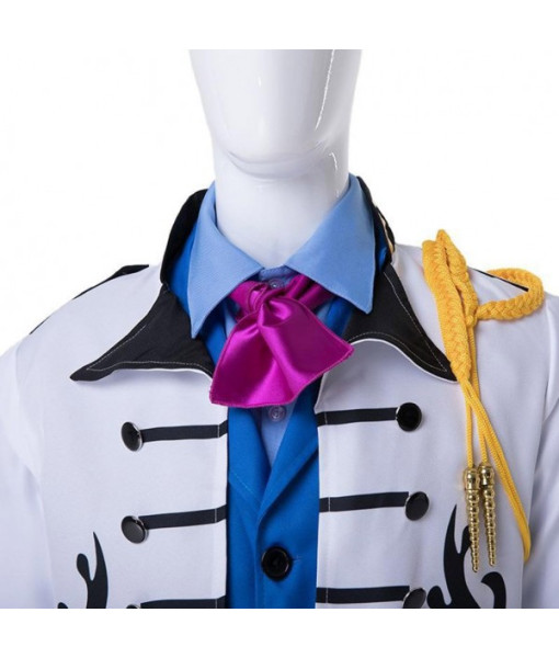 Men Fantasy Blue Vest White Suit Prince Halloween Costume