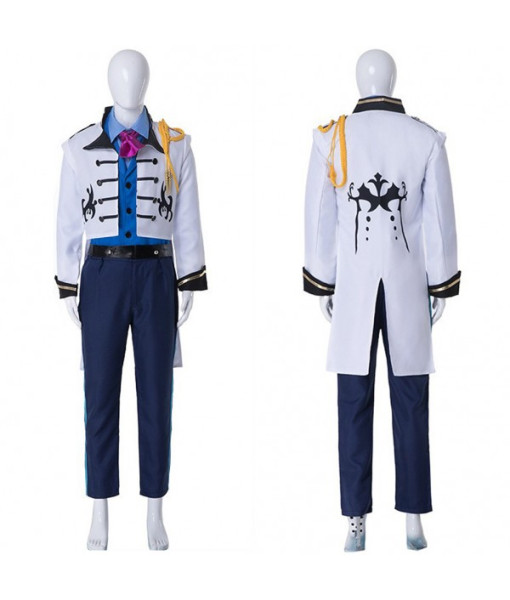 Men Fantasy Blue Vest White Suit Prince Halloween Costume