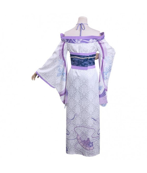 Women Purple Shoulder Kimono Design Fullset Outfit Halloween Costume