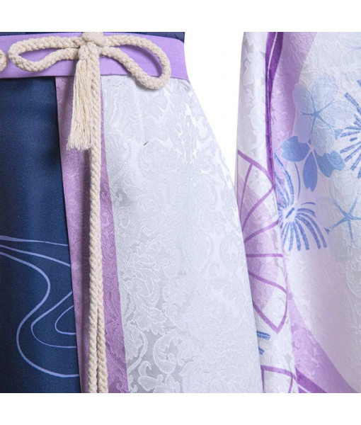 Women Purple Shoulder Kimono Design Fullset Outfit Halloween Costume
