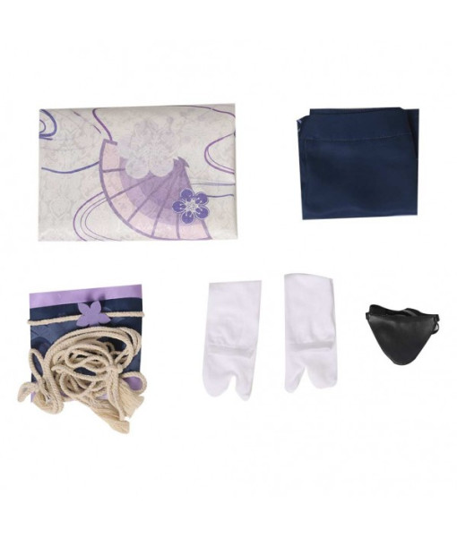 Women Purple Shoulder Kimono Design Fullset Outfit Halloween Costume