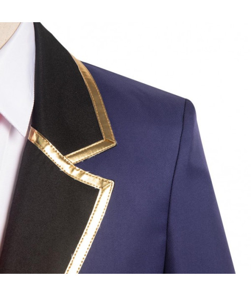 Men Dark Blue School Uniform Red Tie Slim Fit JK Uniform Halloween Costume